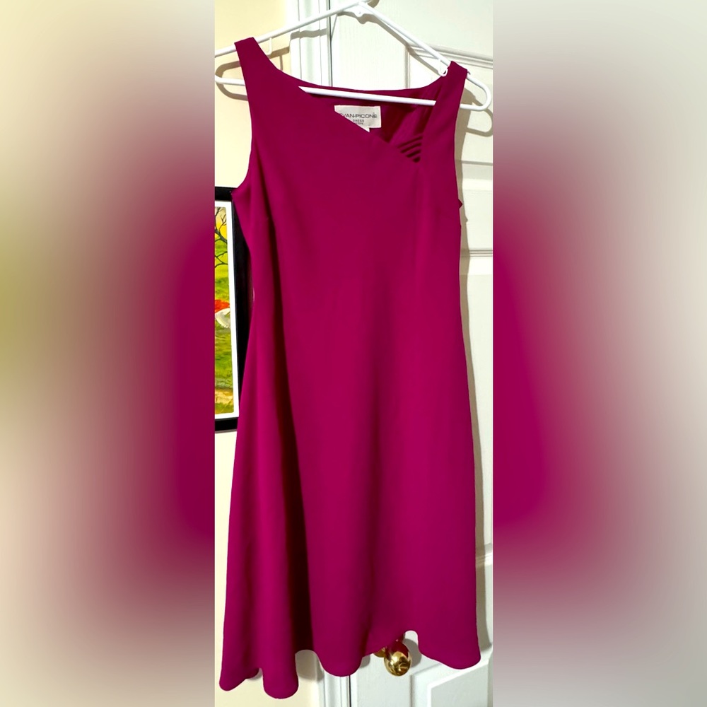 Evan Picone Red Asymmetrical Sleeveless Sundress